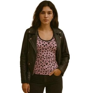 Karen Neuburger Animal Print Sleeveless Stretch Tank Top Size L bold glam Y2K